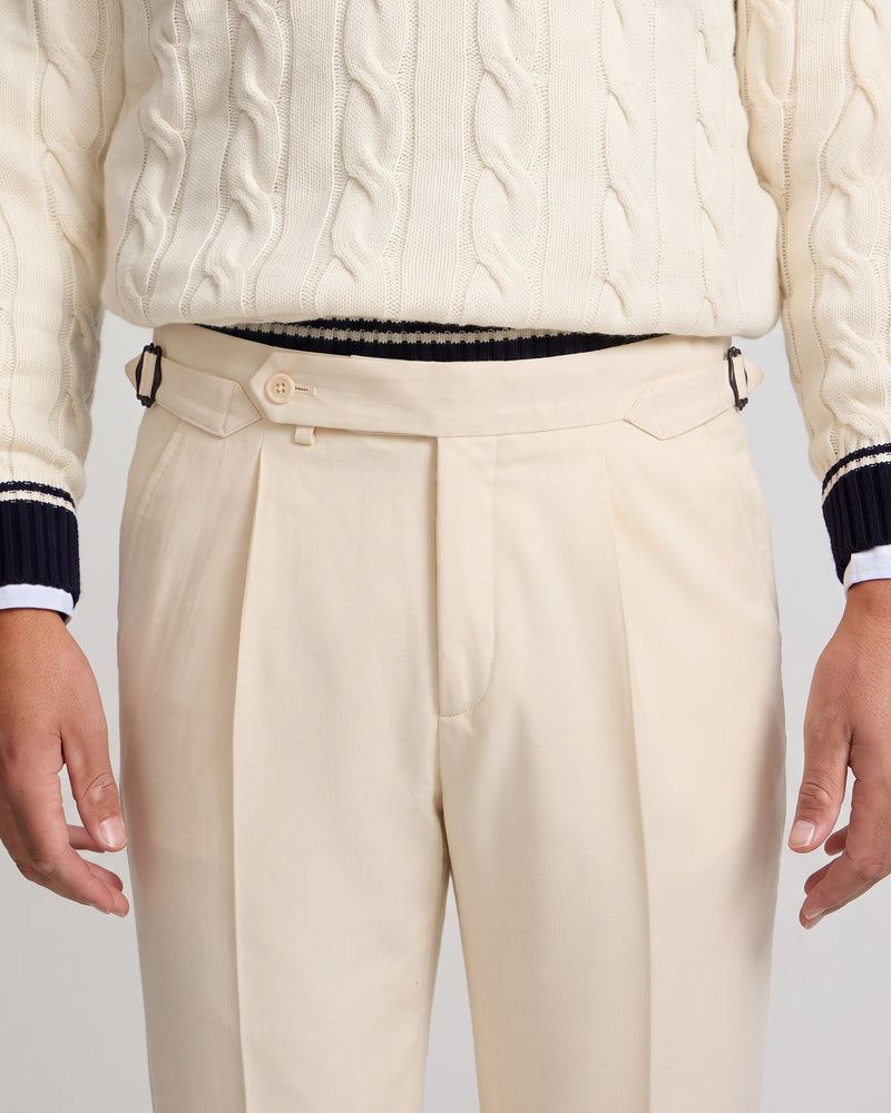 Pantalon vestir prolonga pinzas beige claro
