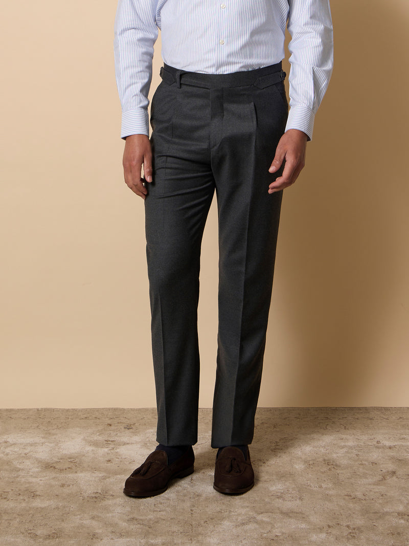 Plain grey pleated unique trousers