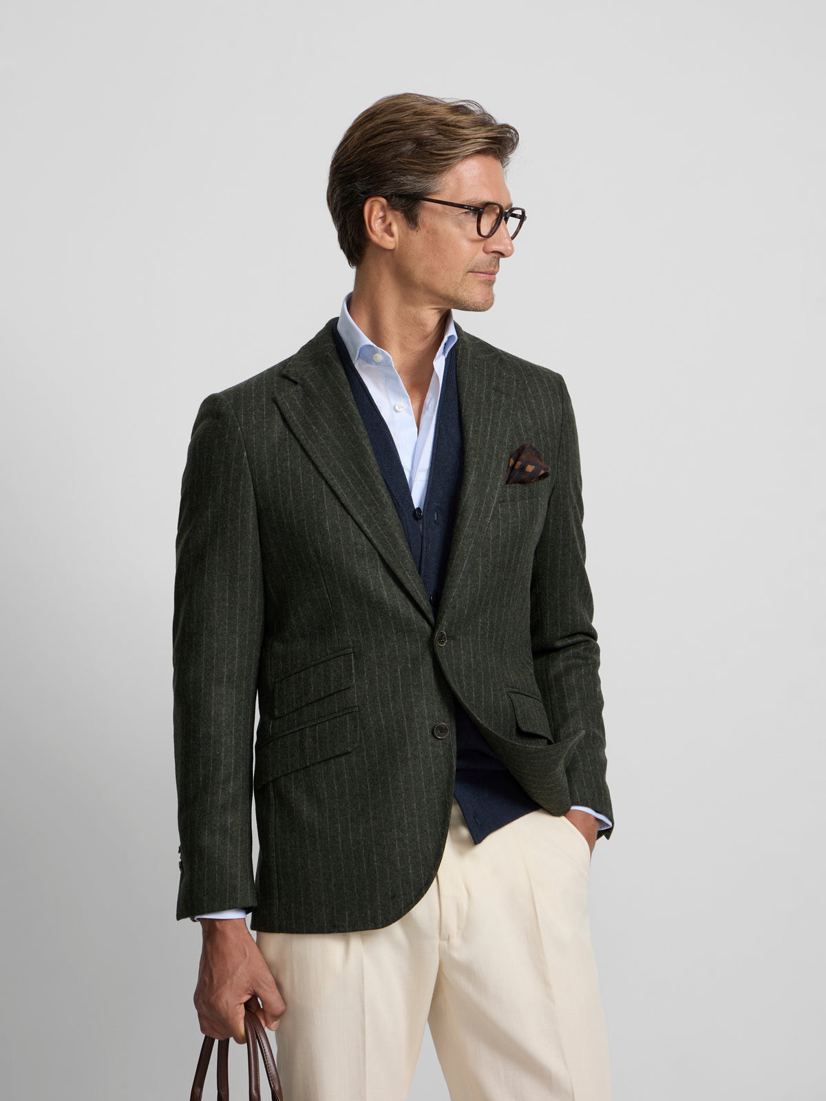 Blazer de risca de giz verde
