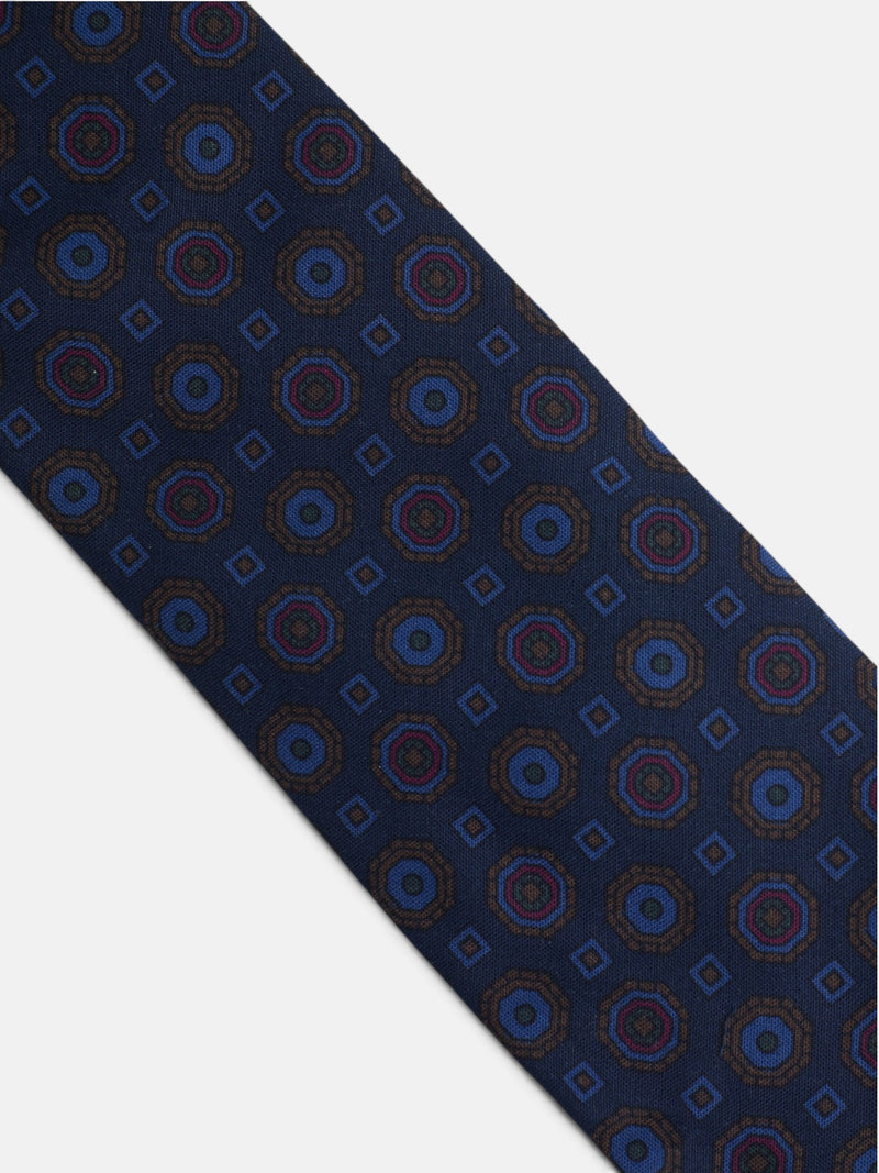 Corbata motivo roseta azul marino