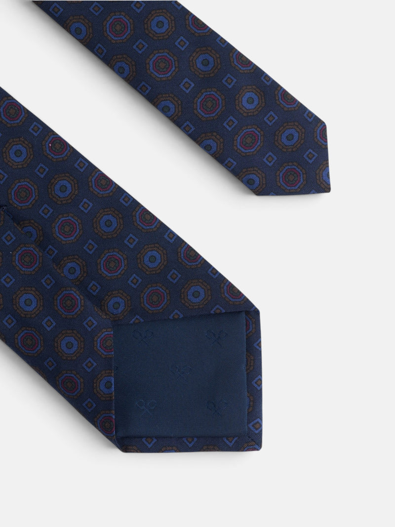 Corbata motivo roseta azul marino