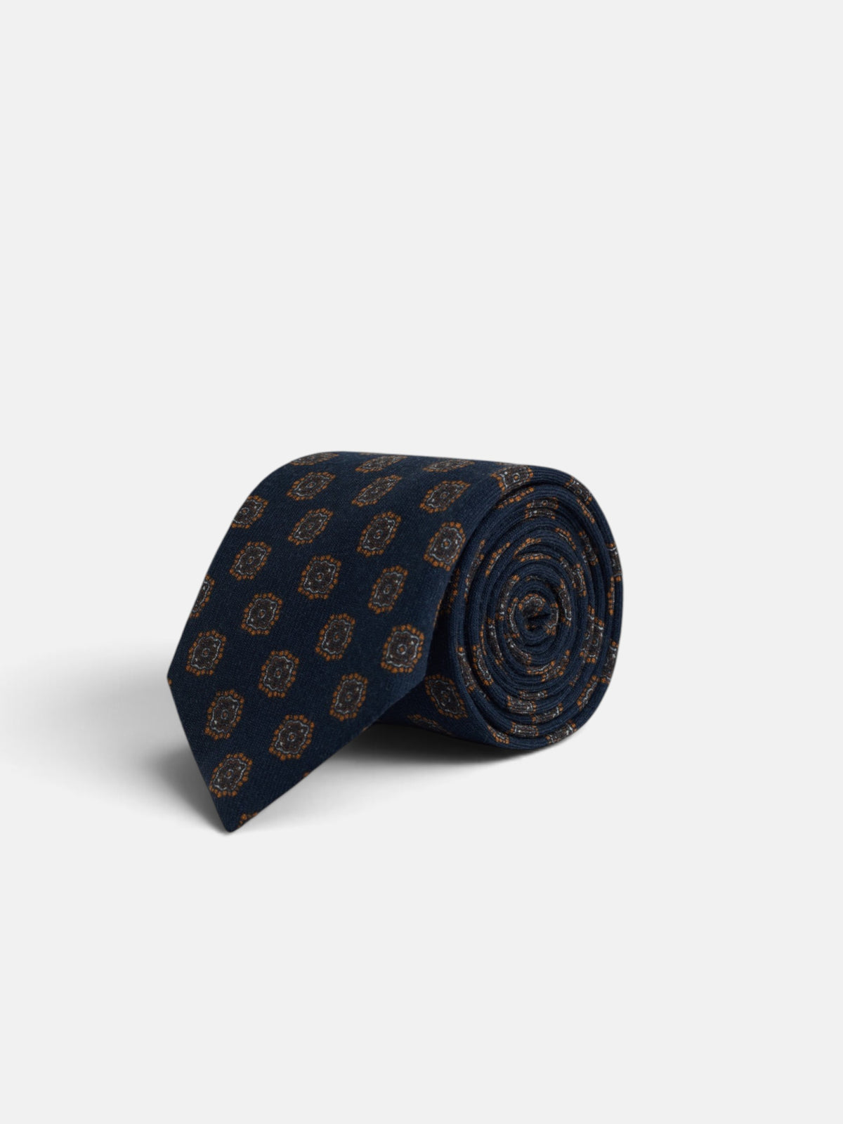 Corbata estampado medallón azul marino