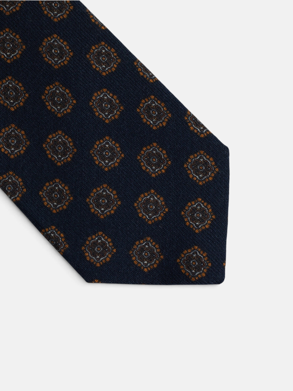 Navy blue medallion print tie