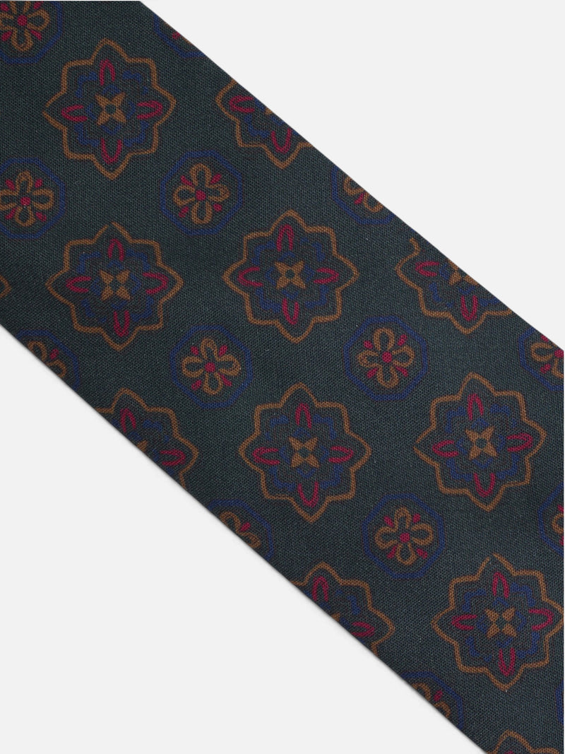 Corbata motivo floral geometrico verde