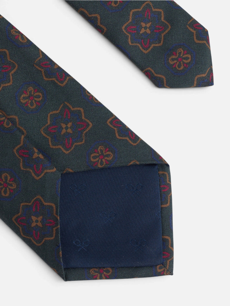 Corbata motivo floral geometrico verde