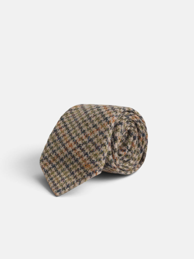 Corbata pata de gallo beige