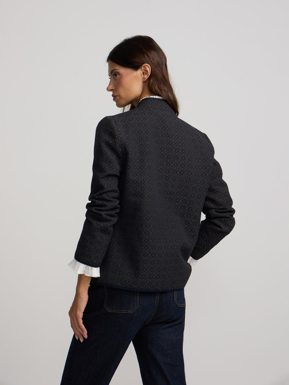 Casaco jacquard azul-marinho