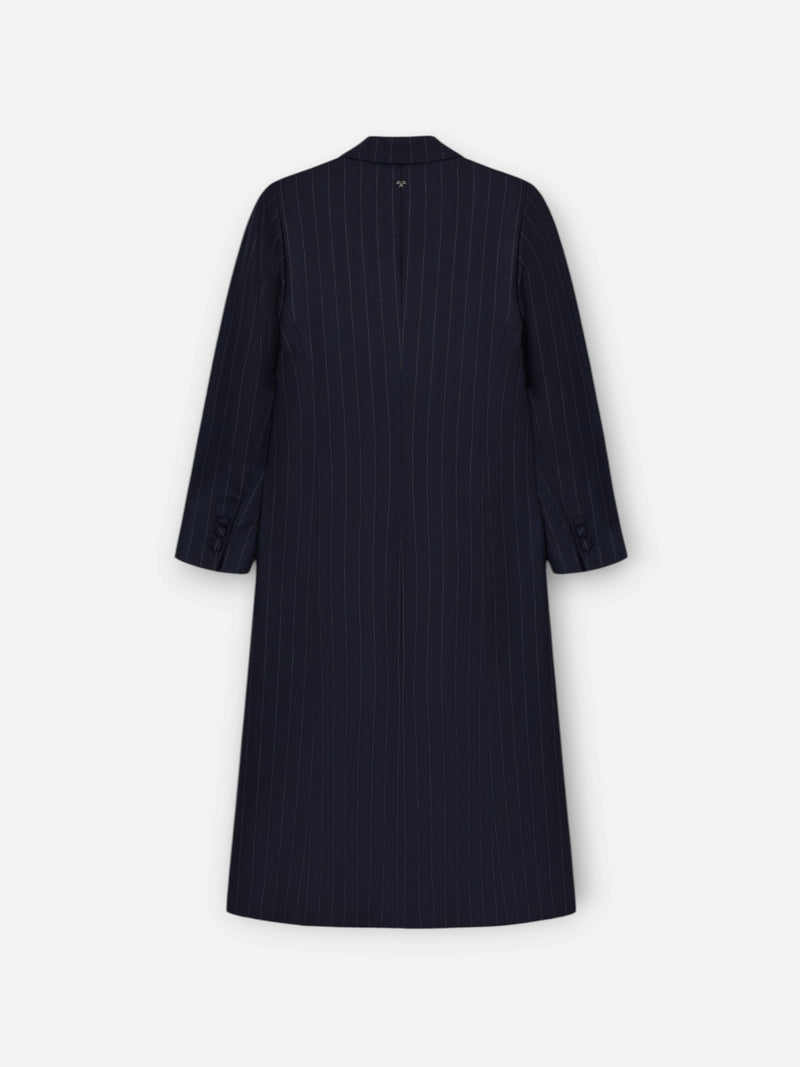 Navy blue unique pinstripe coat