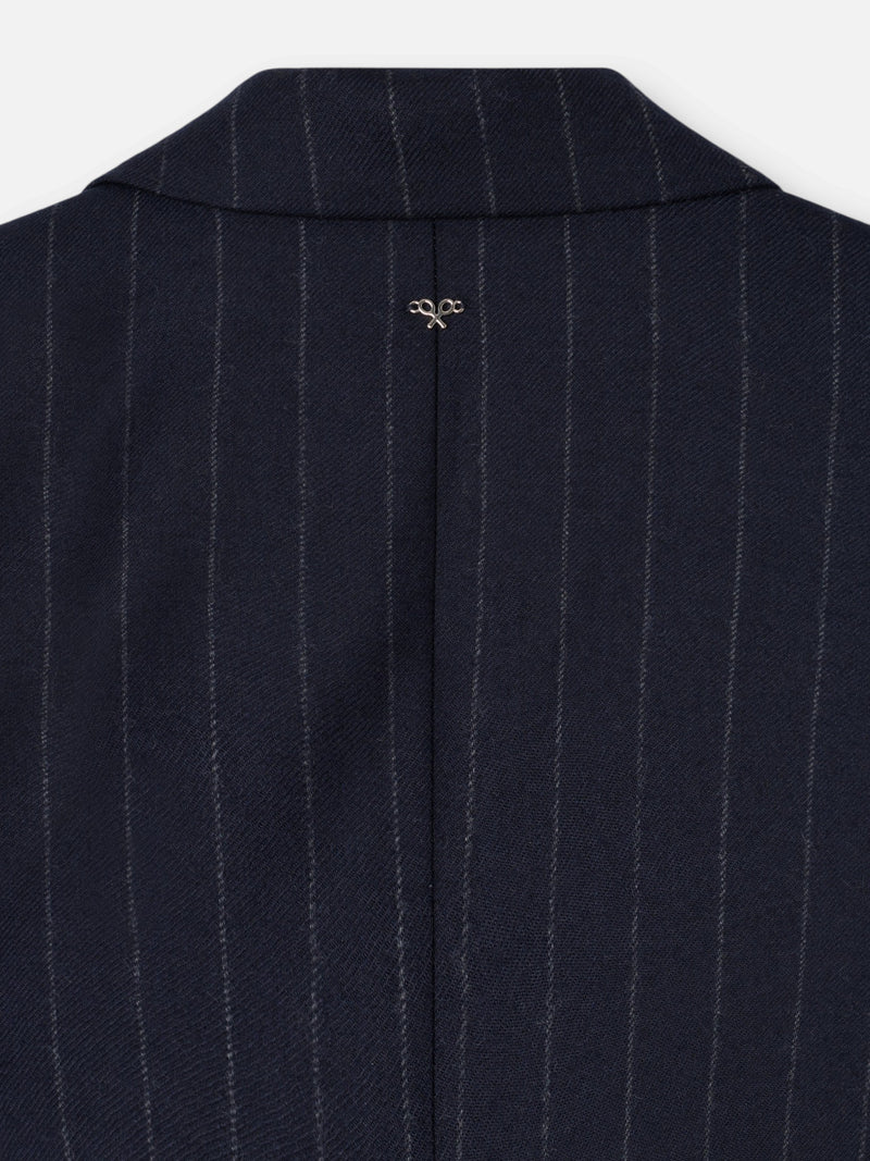 Navy blue unique pinstripe coat