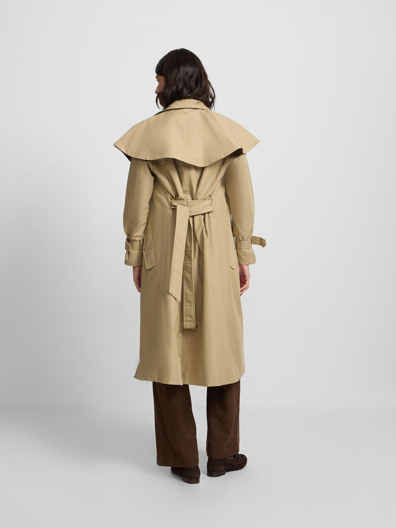 Gabardina comprida capa bege