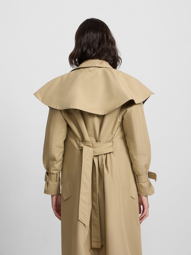 Gabardina comprida capa bege