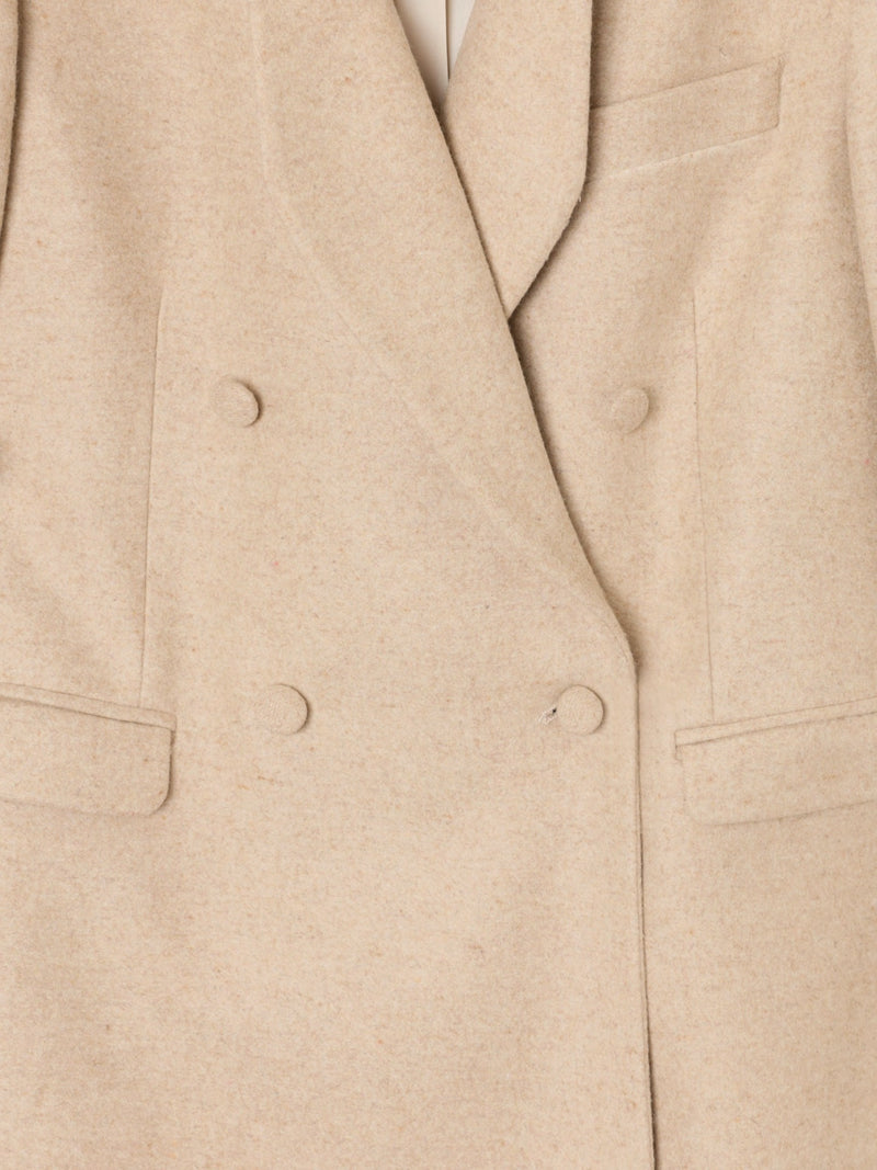 Long unique double-breasted beige coat