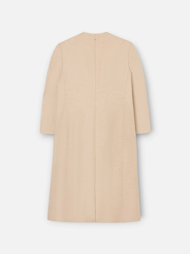 Long unique double-breasted beige coat