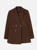 Brown twill double-breasted blazer