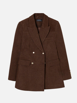 Brown twill double-breasted blazer