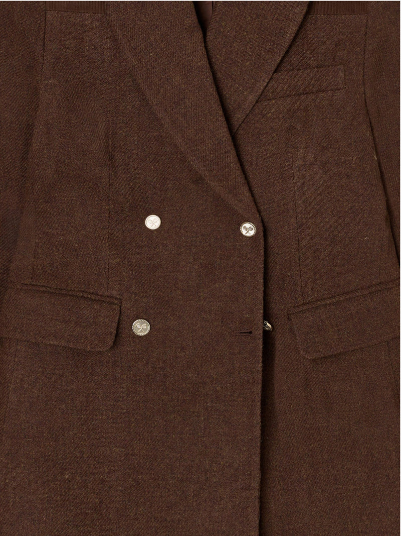 Brown twill double-breasted blazer