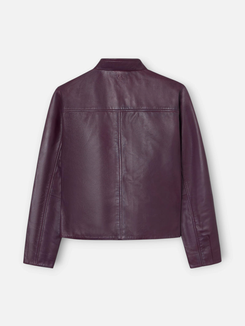 Chaqueta piel napa botones granate