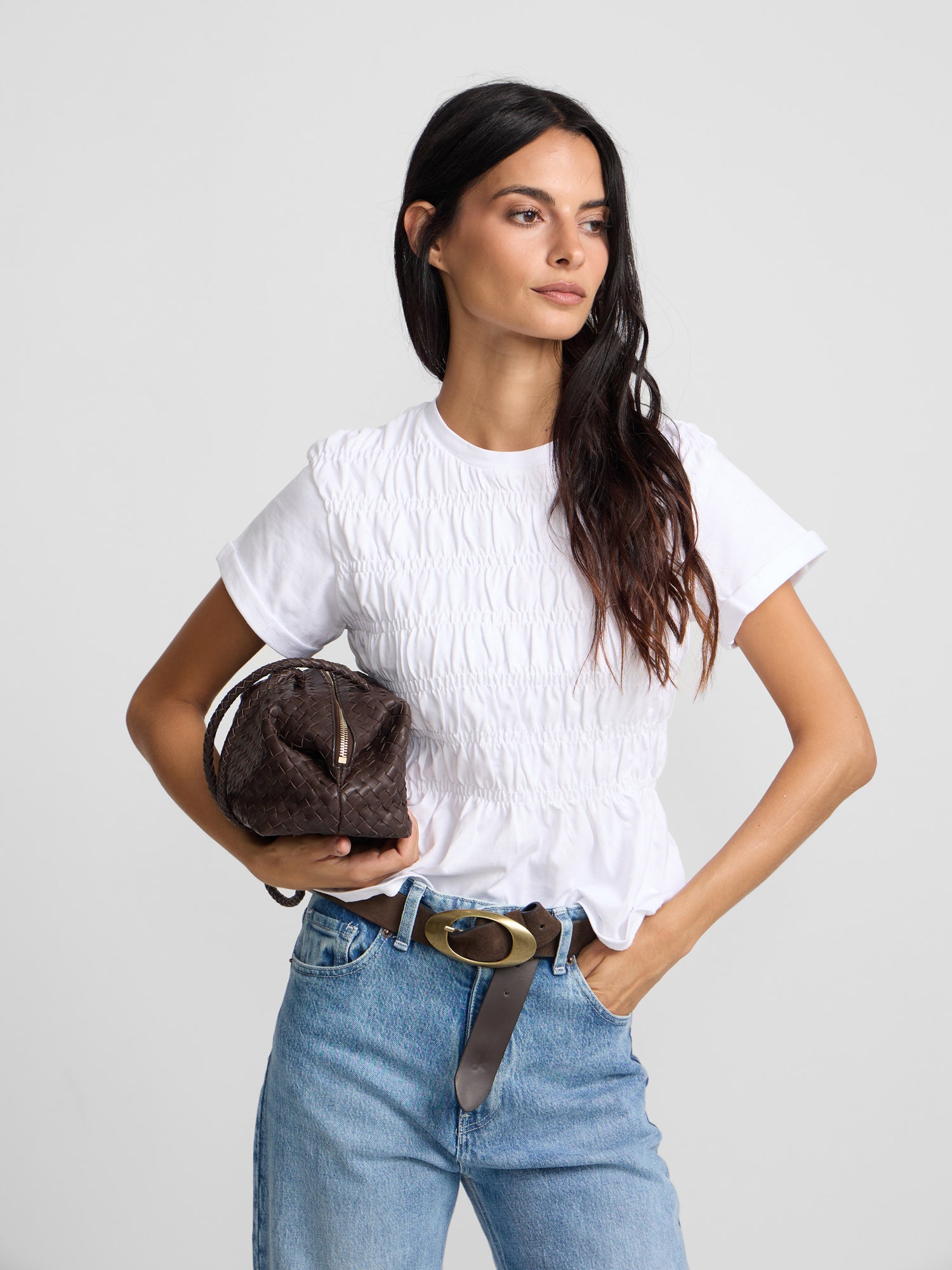 Camiseta woman punto smock blanca