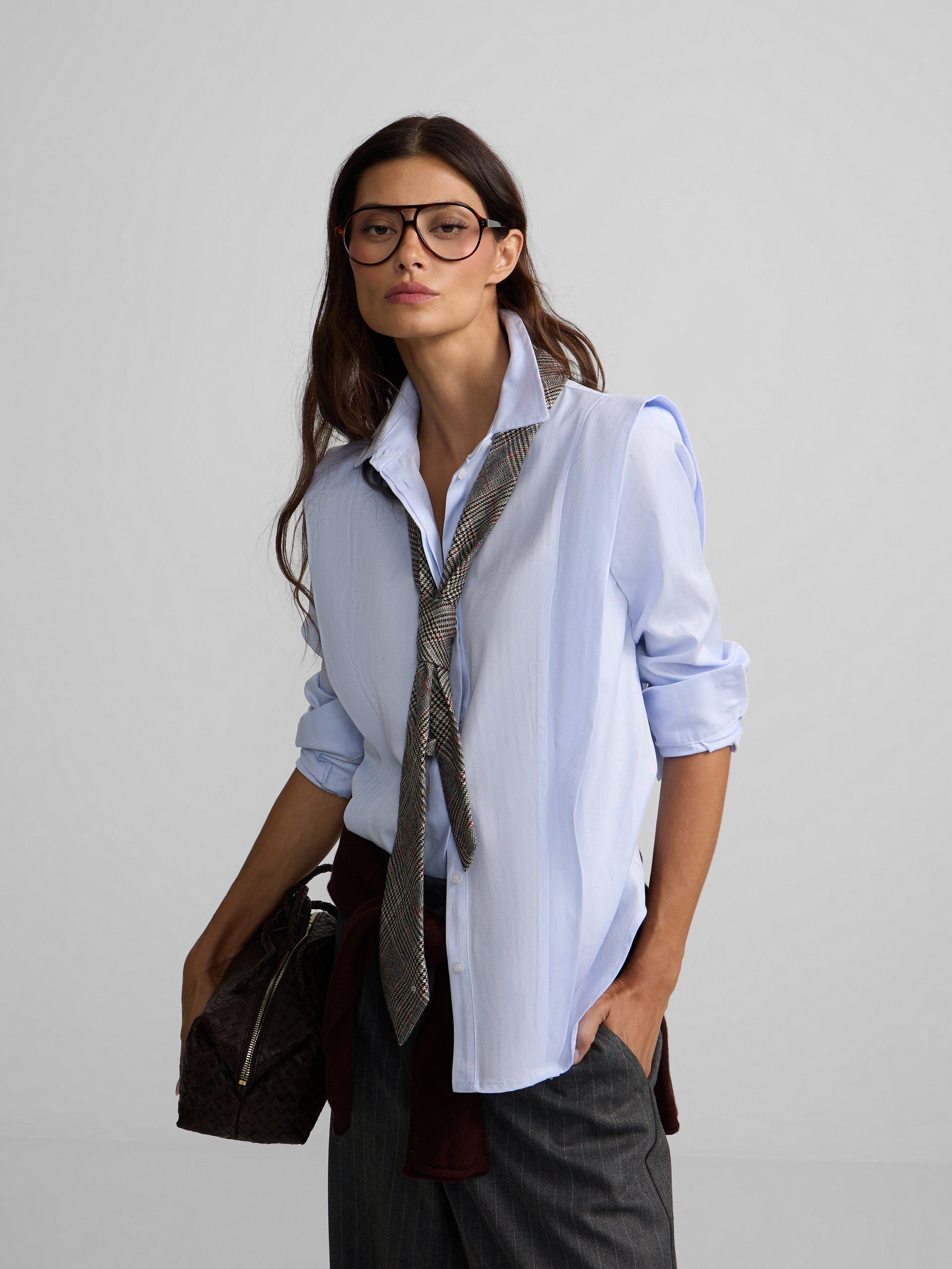 Chemise structurée chevrons bleu ciel