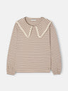 Camiseta manga larga cuello bobo rayas camel