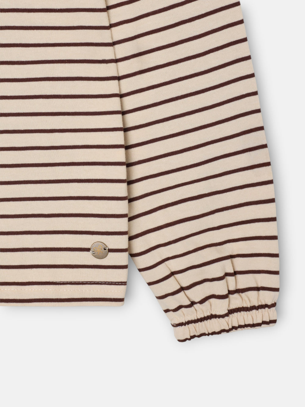 Camiseta manga larga cuello bobo rayas camel