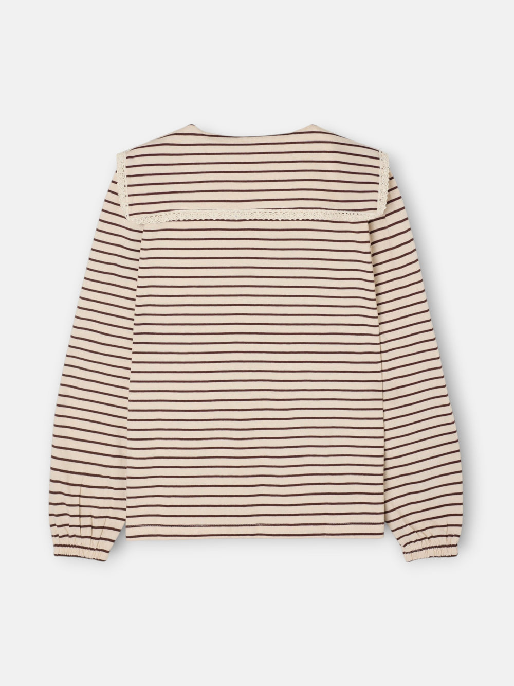 Camiseta manga larga cuello bobo rayas camel