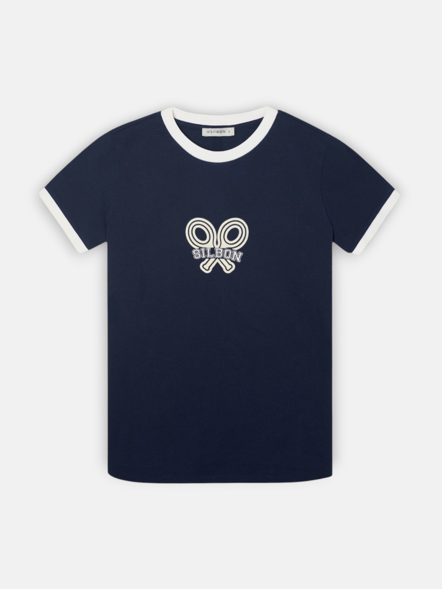 T-shirt femme Silbon raquette contraste bleu