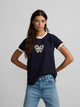 Silbon women's t-shirt with blue contrast racket