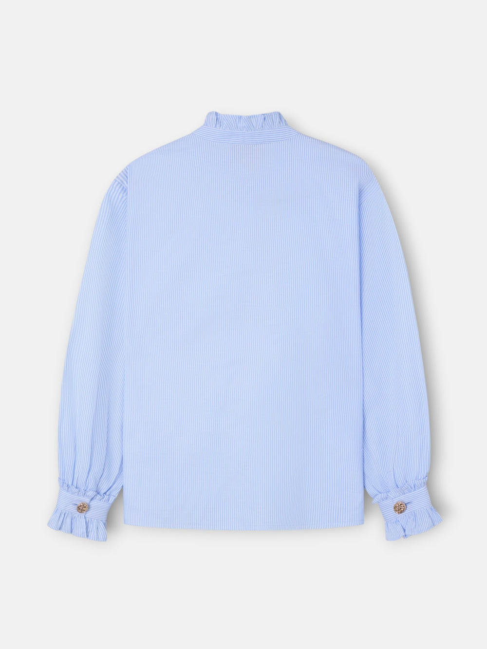 Camisa cuello volante detalle puño rayas celeste