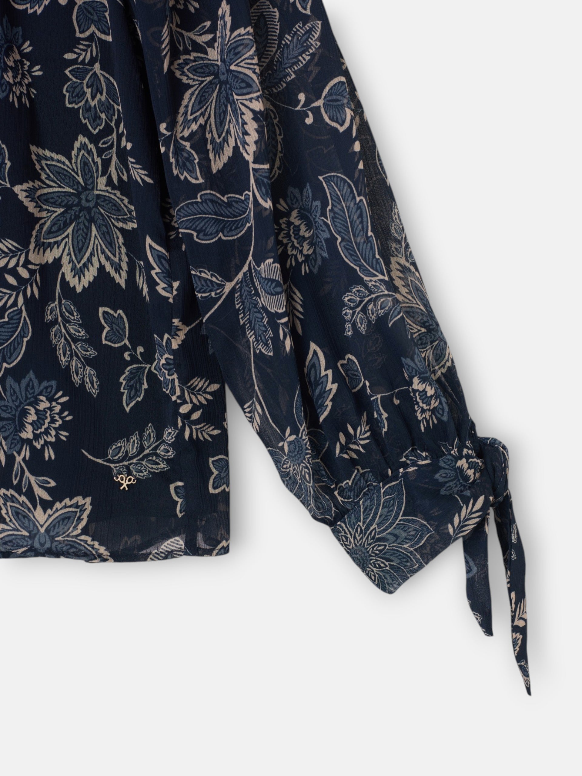 Blusa manga lazada estampado flores azul