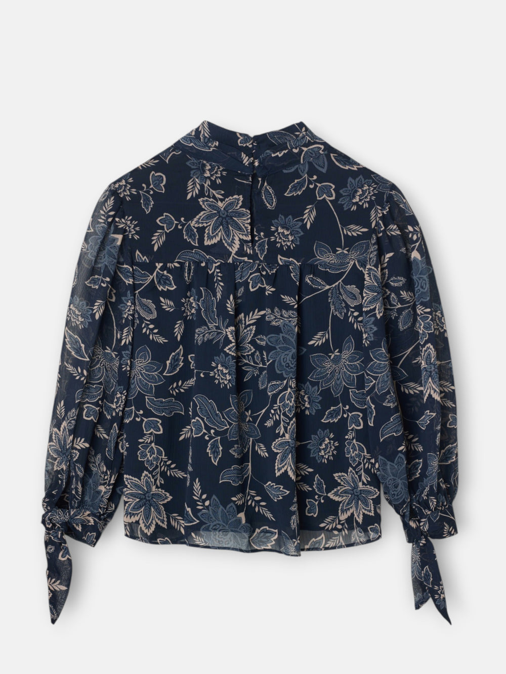 Blusa manga lazada estampado flores azul