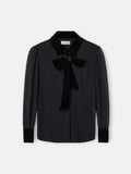 Camisa lazada terciopelo gasa negro