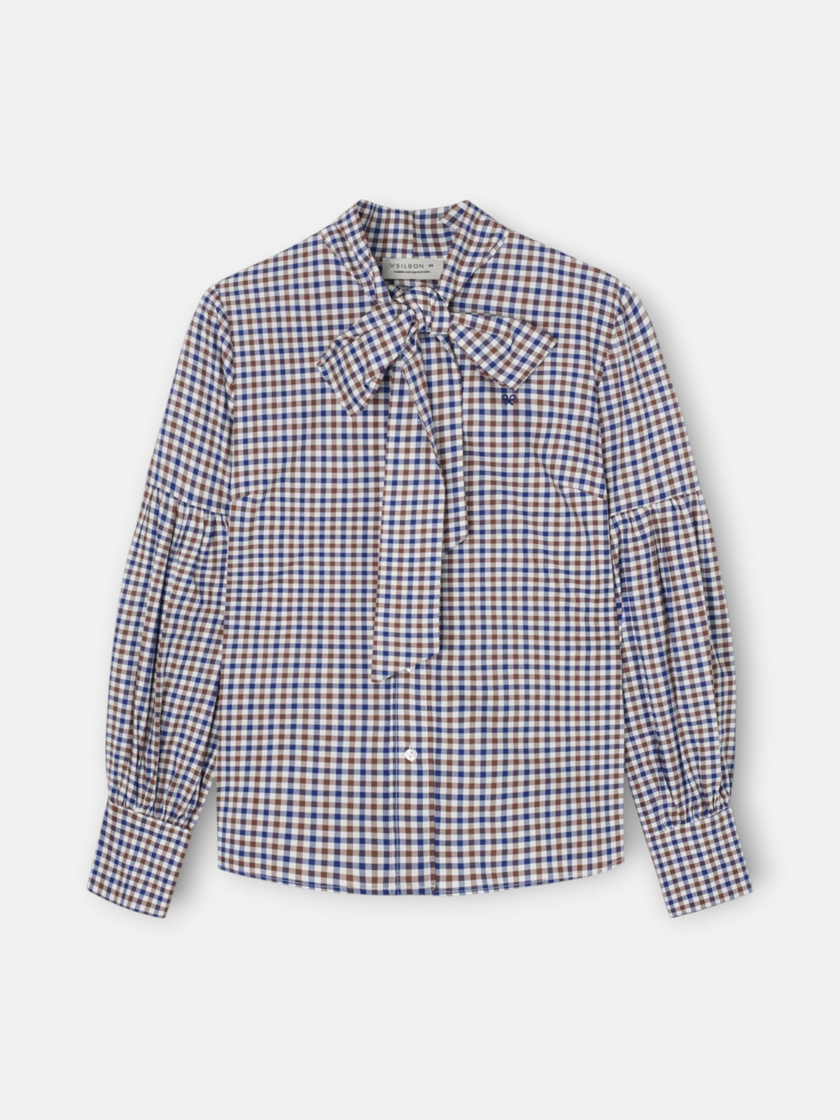 Camisa lazada cuadros azul marino y marron