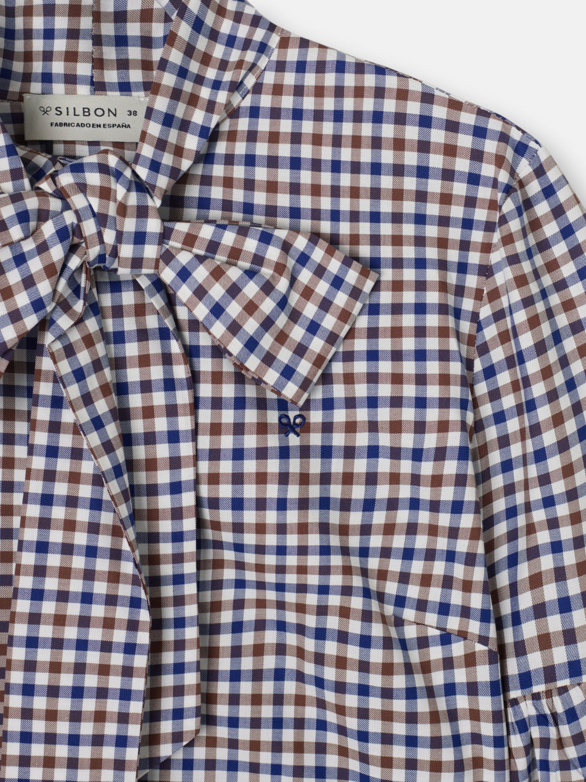 Camisa lazada cuadros azul marino y marron
