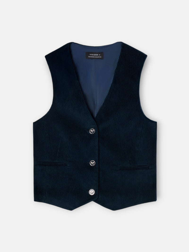 Chaleco clasico pana azul marino