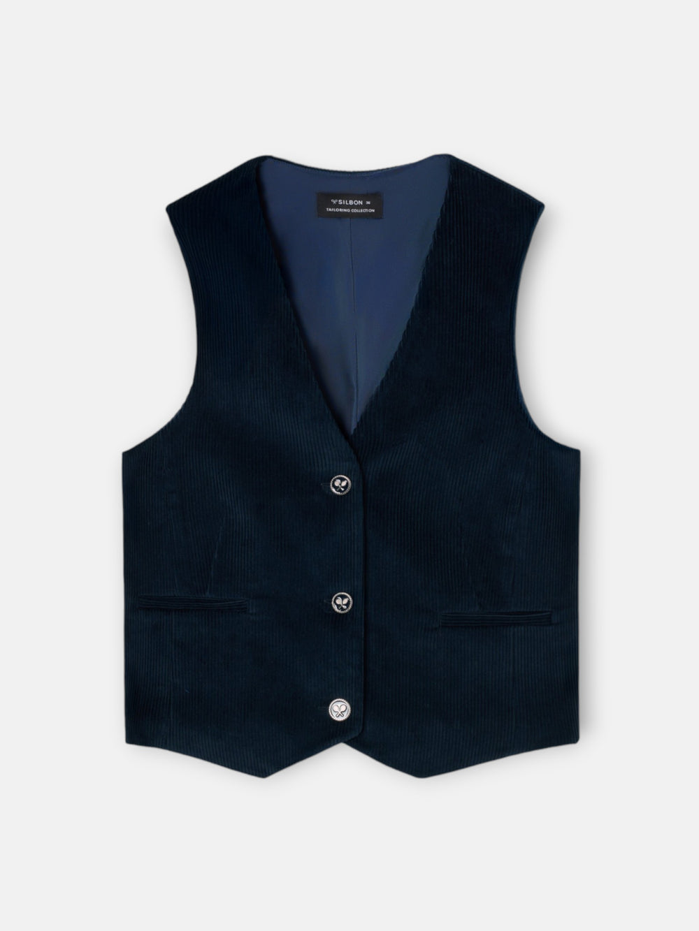 Chaleco clasico pana azul marino