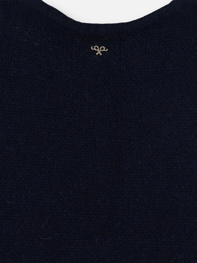 Colete único em malha jacquard com laços azul-marinho
