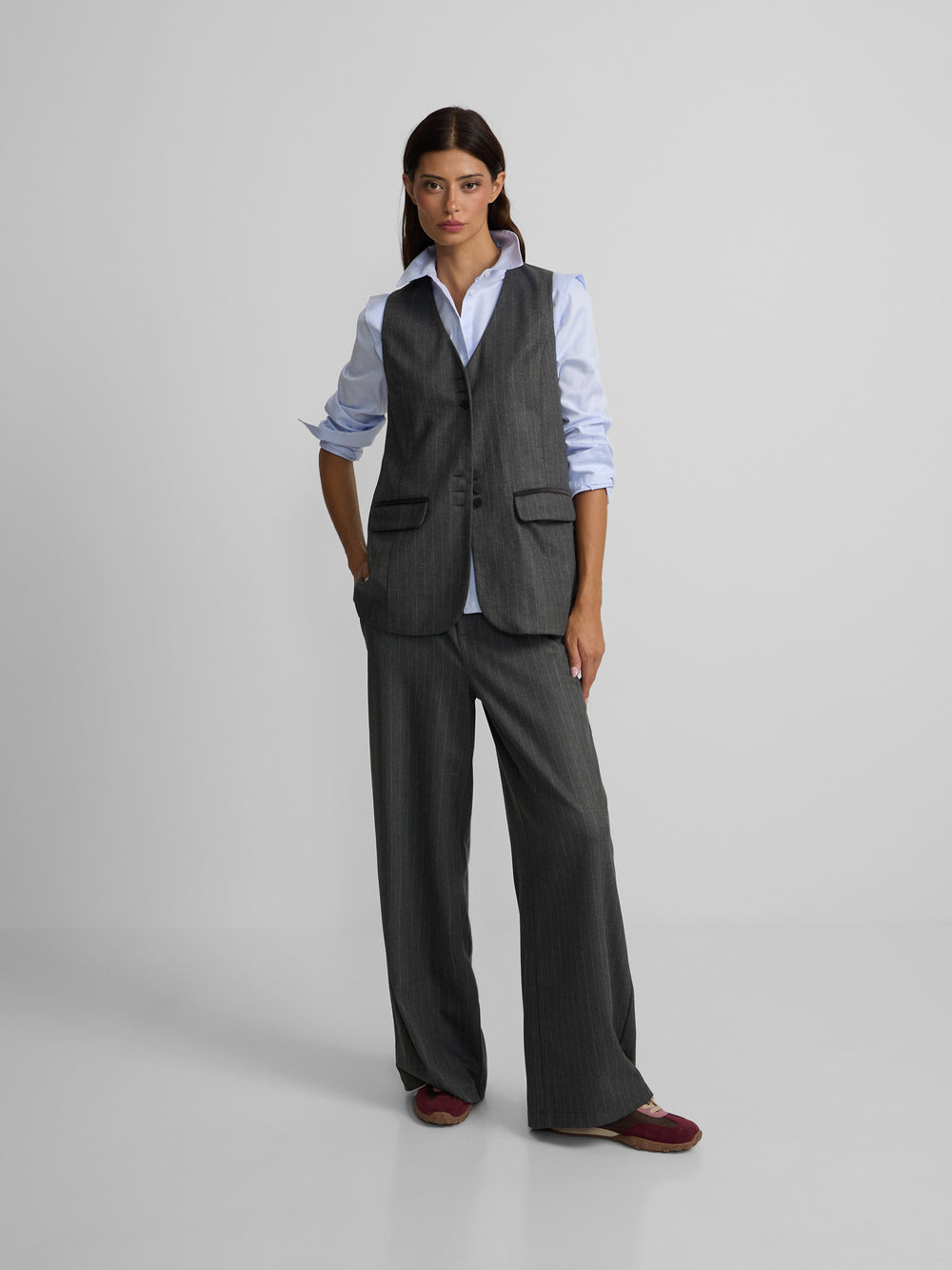 Gray pinstripe vest