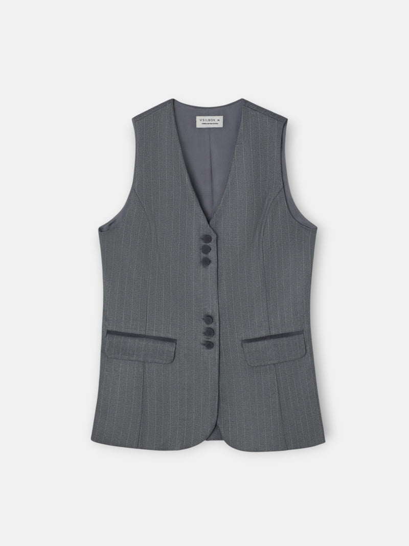 Chaleco raya diplomatica gris