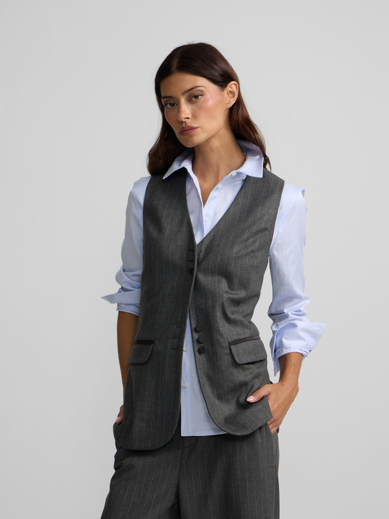 Chaleco raya diplomatica gris