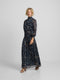 Long skirt with gathered waist and blue floral print