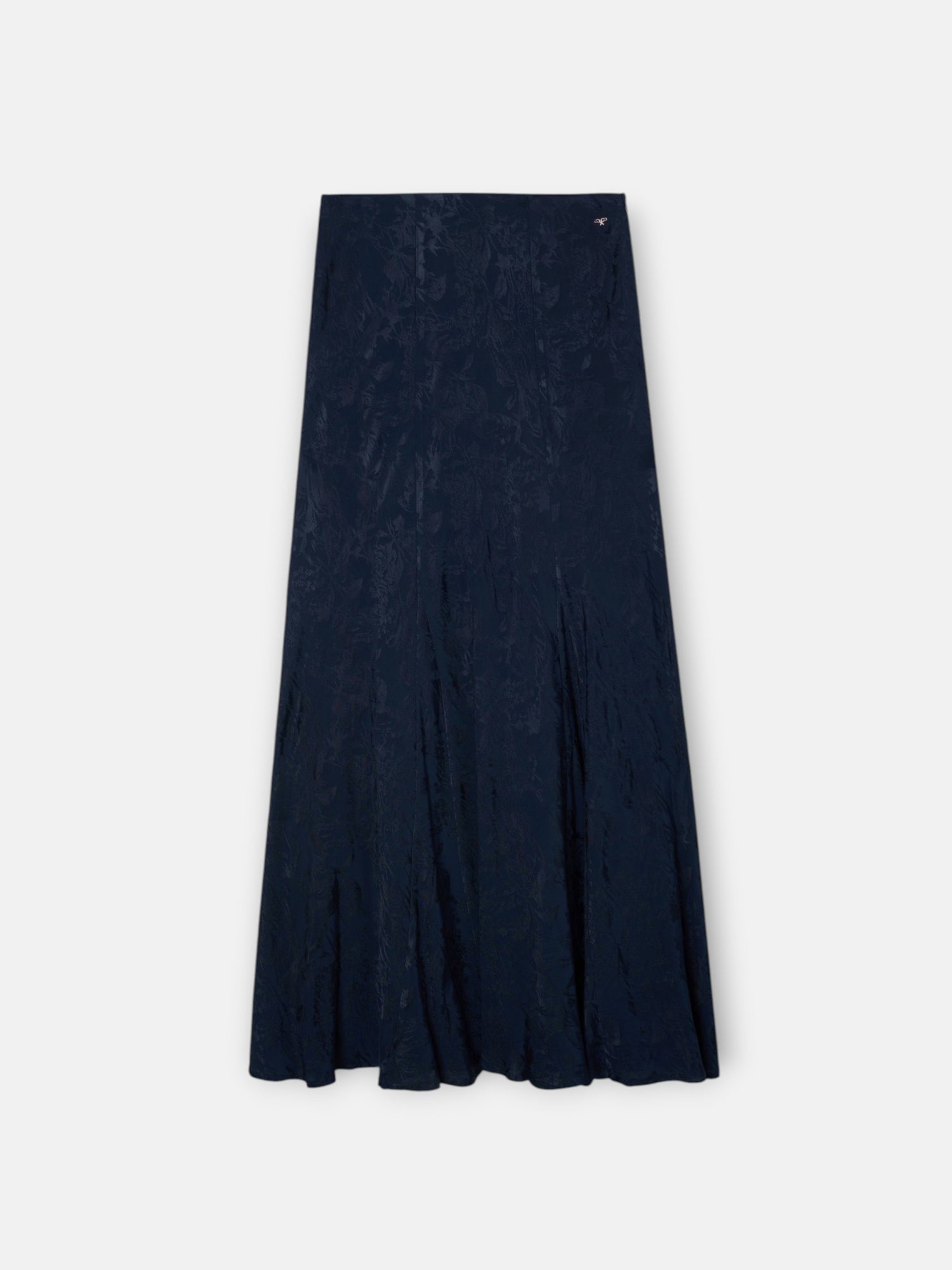 Falda midi evase jacquard azul marino