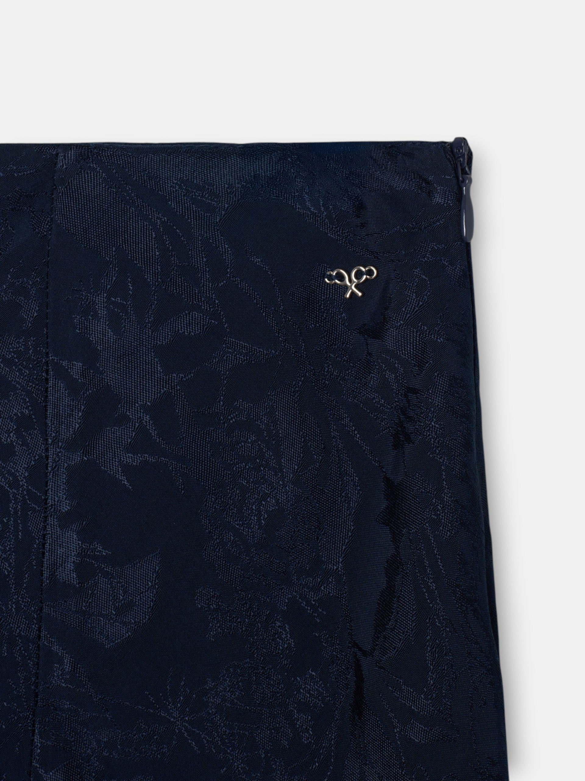 Falda midi evase jacquard azul marino