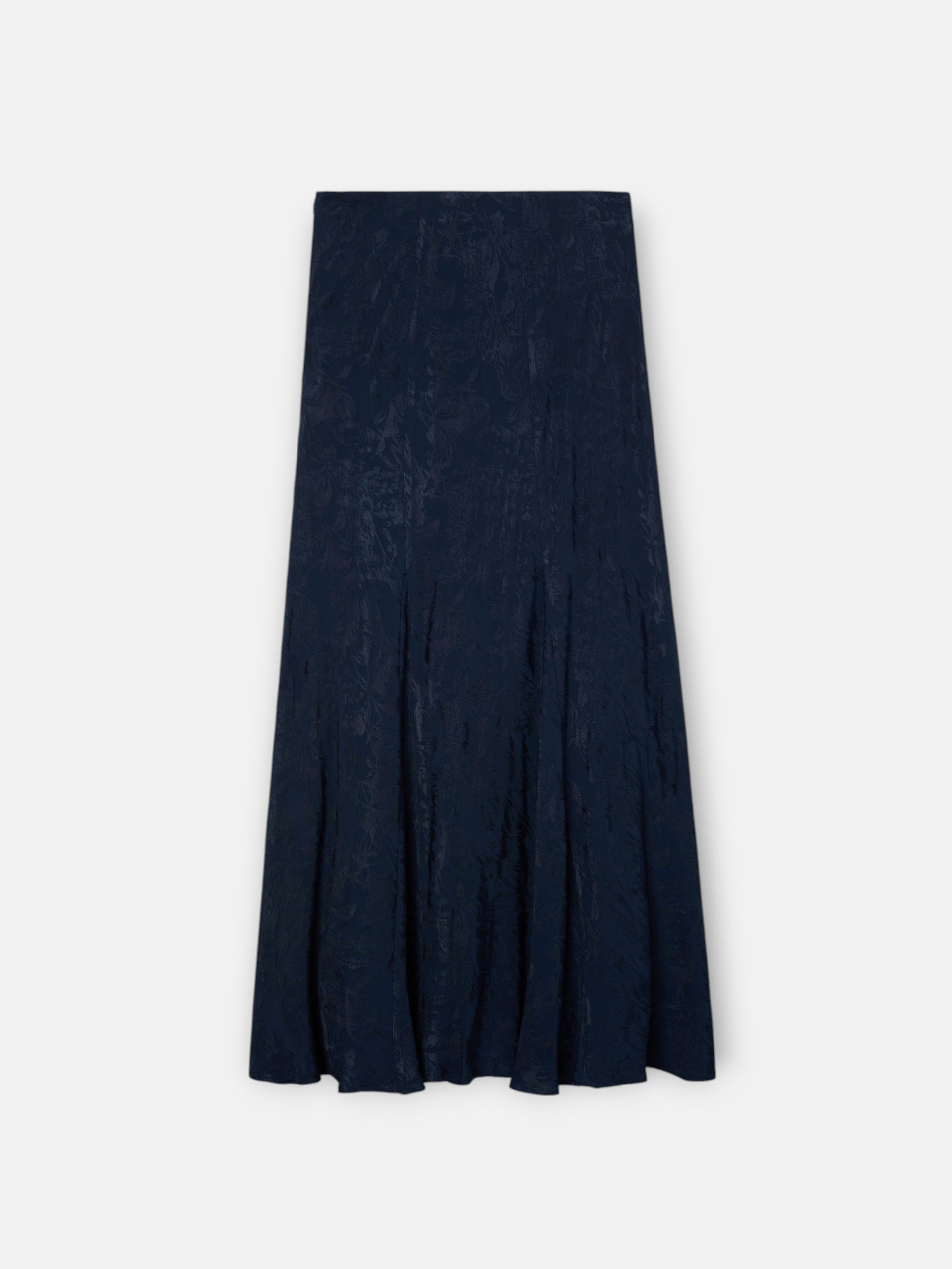 Falda midi evase jacquard azul marino