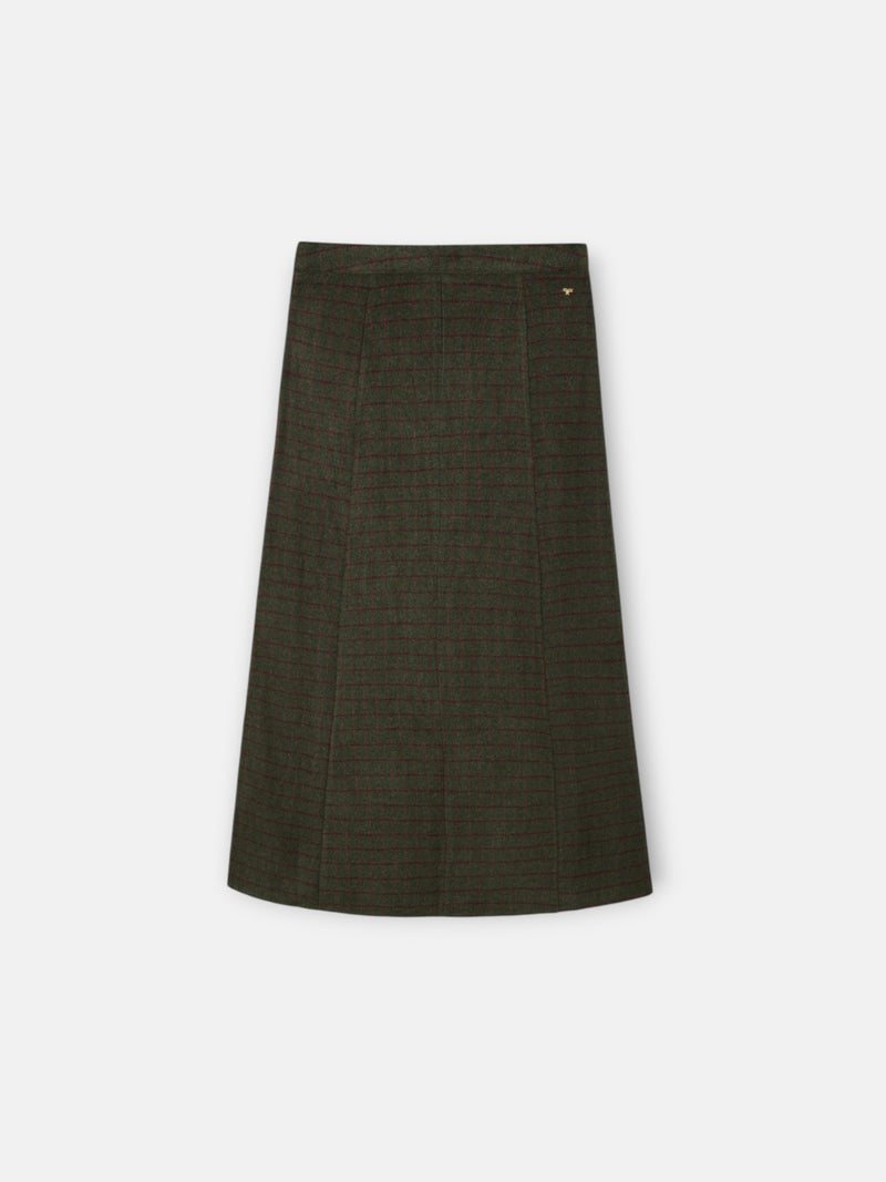 Falda midi cuadros verde