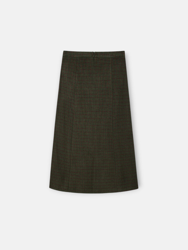 Falda midi cuadros verde