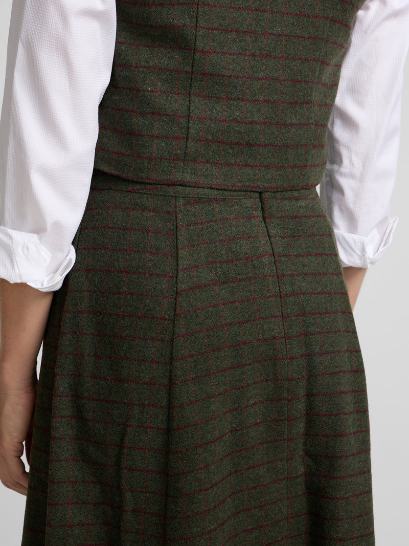Falda midi cuadros verde