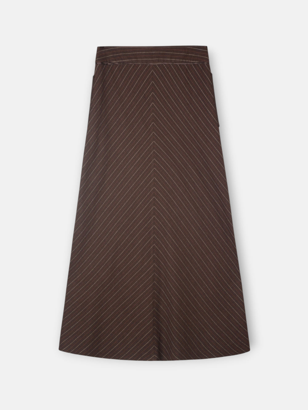 Falda midi evase rayas marron