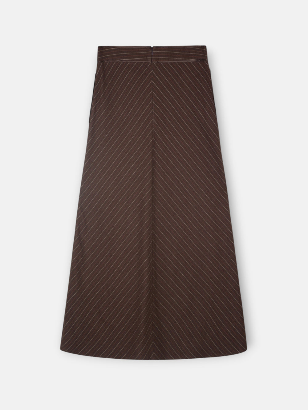 Falda midi evase rayas marron