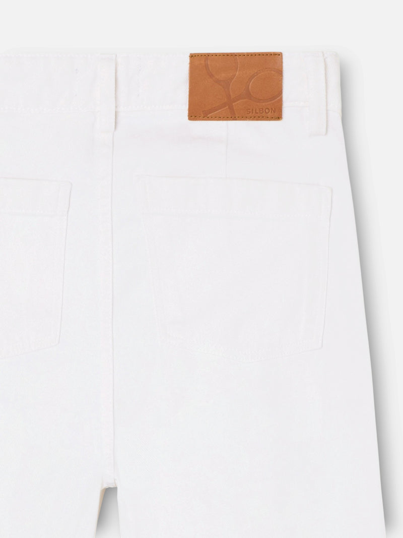 Pantalon large à pinces unique blanc